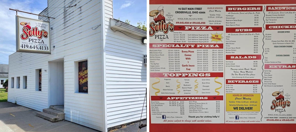 Solly's Pizza Menu