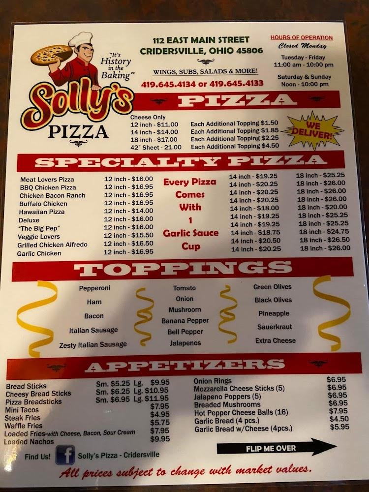 Solly's Pizza Menu image 2